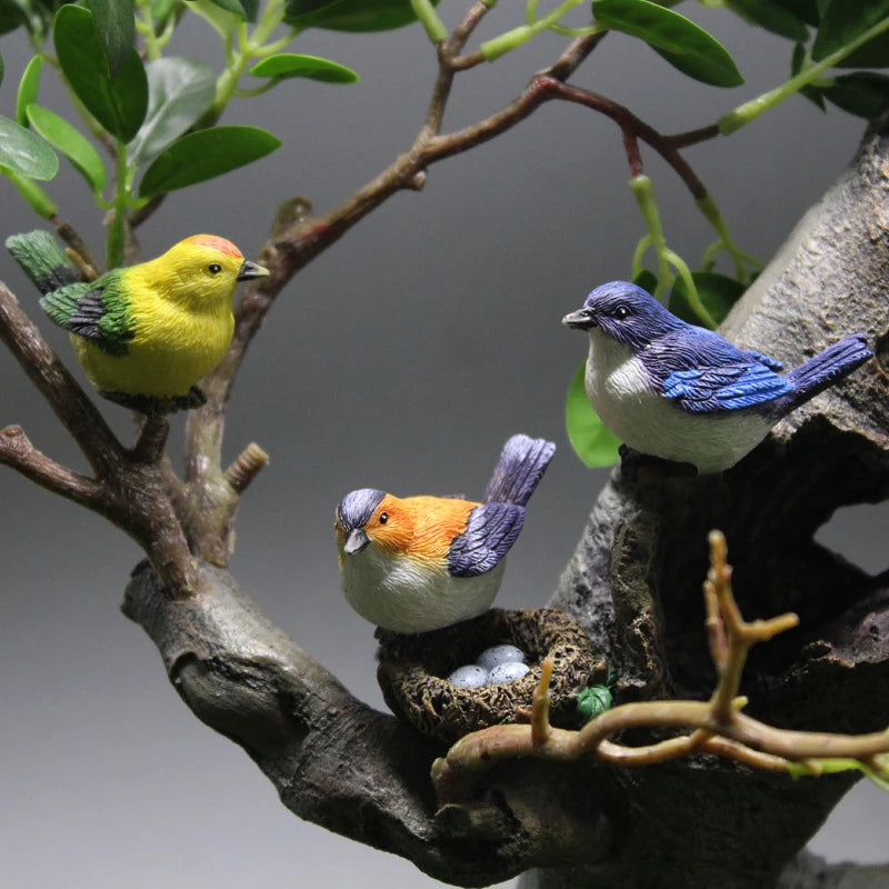 Birdie Figurines Gardening Ornaments 4Pcs/Set Bird's Nest Bird Eggs Landscape Mini Bonsai Simulation Model Dollhouse Decor Oasis Select 4Pcsset