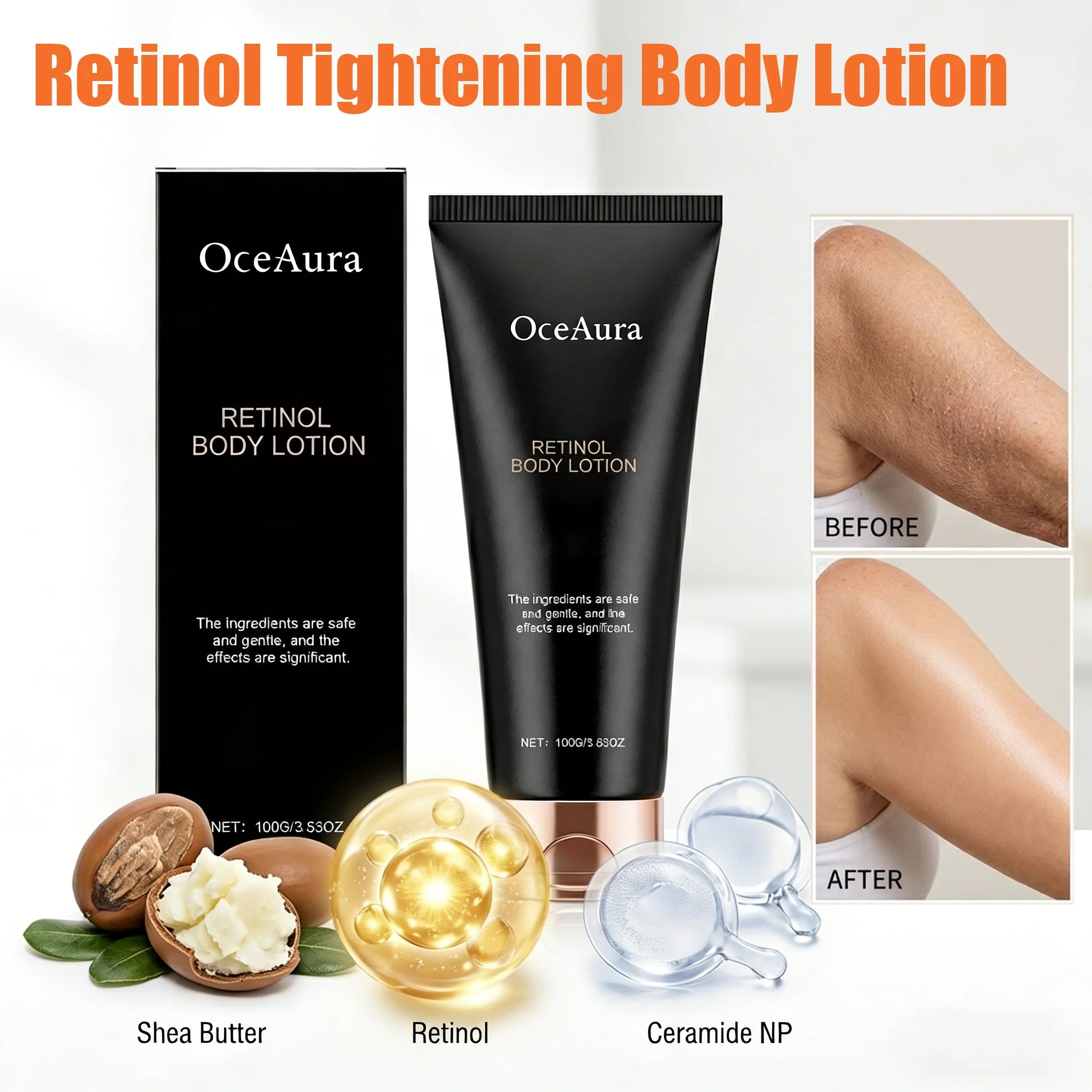 Retinol Body Lotion Anti Aging Firming Hydrating Brightening Increase Elasticity Softening Moisturizer for Dry Skin Body Cream Oasis Select