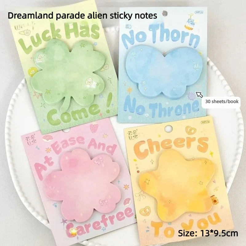 30 Sheets of Paper Special-shaped Notes Ins High-value Students Simple Korean Sticky Message Journaling Stationery Stickers Oasis Select