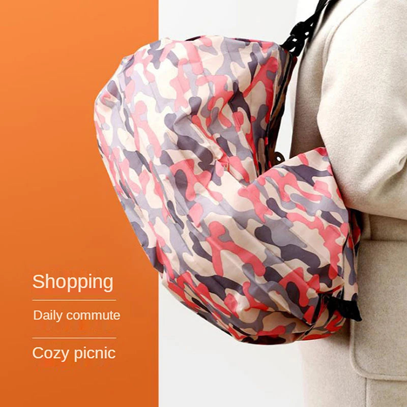 Convenient foldable storage bag with handle portable travel camouflage handbags large capacity shopping bag Oasis Select