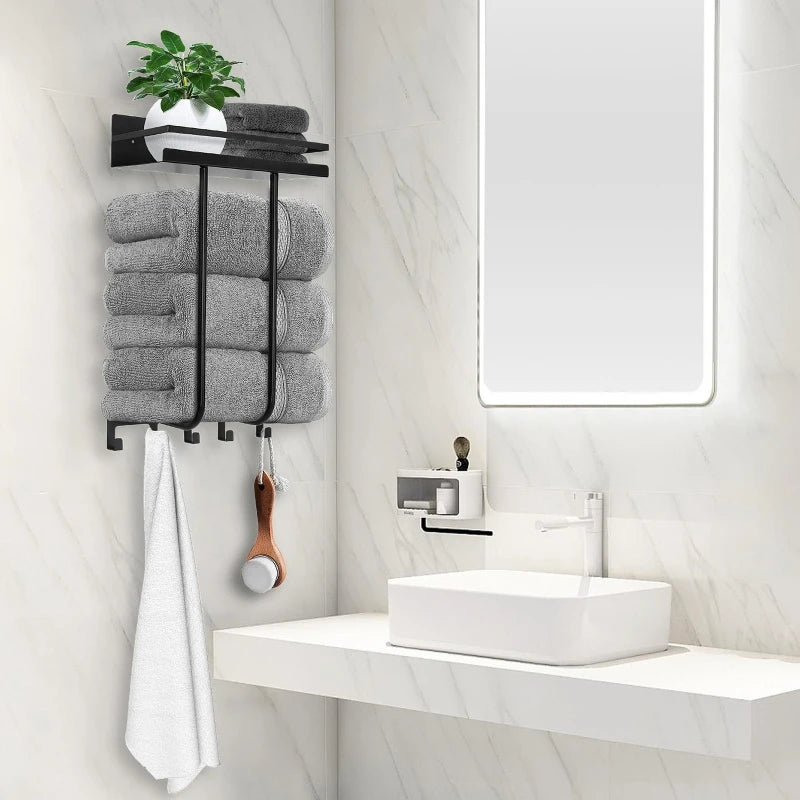 Towel rack Bathroom wall rack Wrought iron toilet wall-mounted bath towel towel storage rack Oasis Select