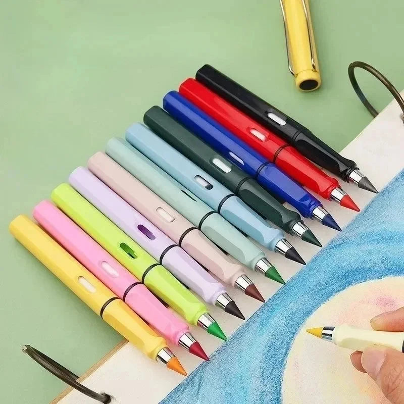 1/2set Kawaii 12 Colors Eternal Pencil No Ink Unlimited Pencils School Kids Art Painting Color Sketch Writing Stationery Oasis Select