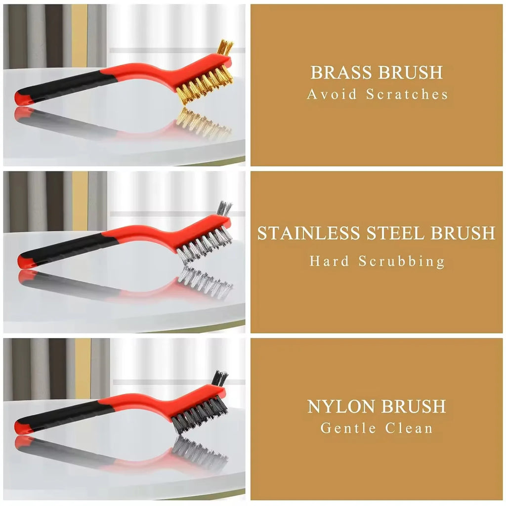 Mini Brush Set Of Three Kitchen Brushes For Gas Hoods Grease And Stain Removal Cooktop Cleaning Tools Steel Wire Small Oasis Select