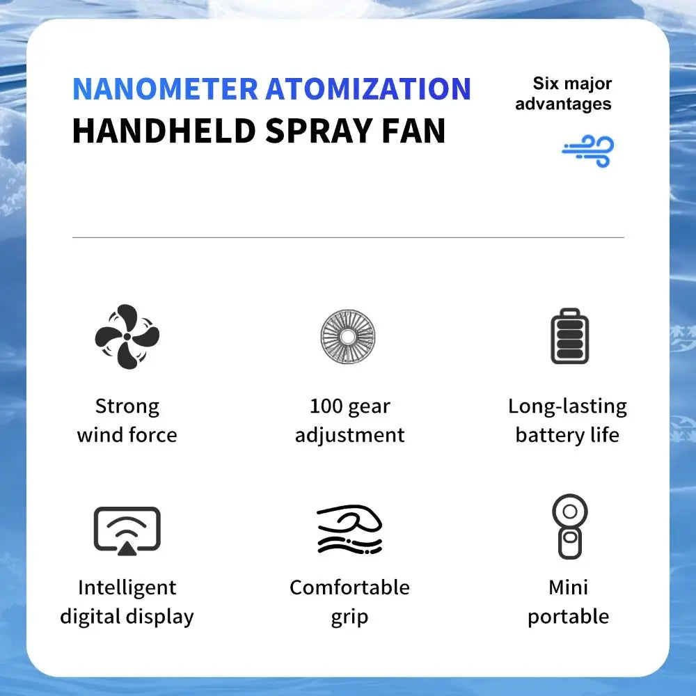 Portable Cooling Spray Fan Durable Low Noise Mini Cooling Fans Rechargeable Water Cooling Small Personal Cooling Fans Outdoor Oasis Select