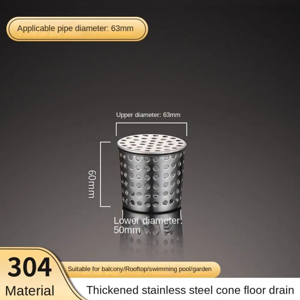 1Pc Stainless Steel Rooftop Floor Drain Cover Anti-Clog Circular Shape Outer Side Filter Screen Balcony Floor Drains Oasis Select 63mm