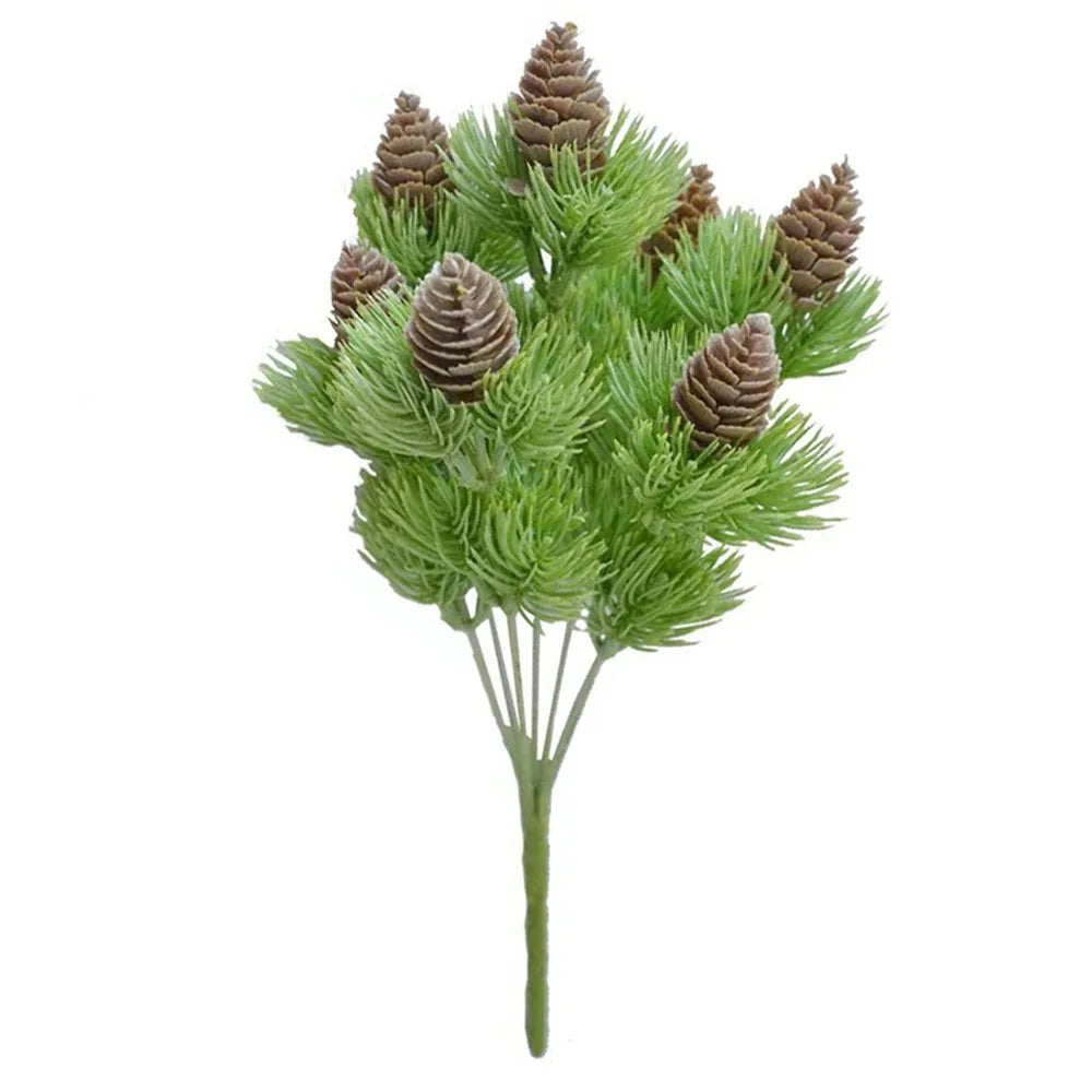 Green Artificial Pine Branches Desktop Ornament DIY Accessories Faux Pine Leaves Craft Fake Plant Fake Pine Home Decoration Oasis Select 1-B
