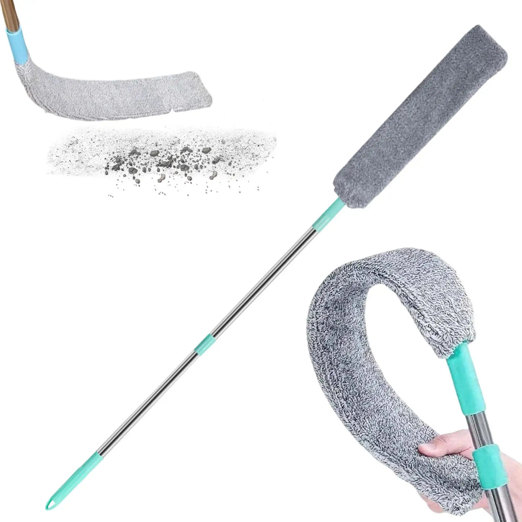 Flat Duster Retractable Long Handle Microfiber Duster Under Appliance Cleaning Tool for Home Apartment Office Floor Furniture Oasis Select