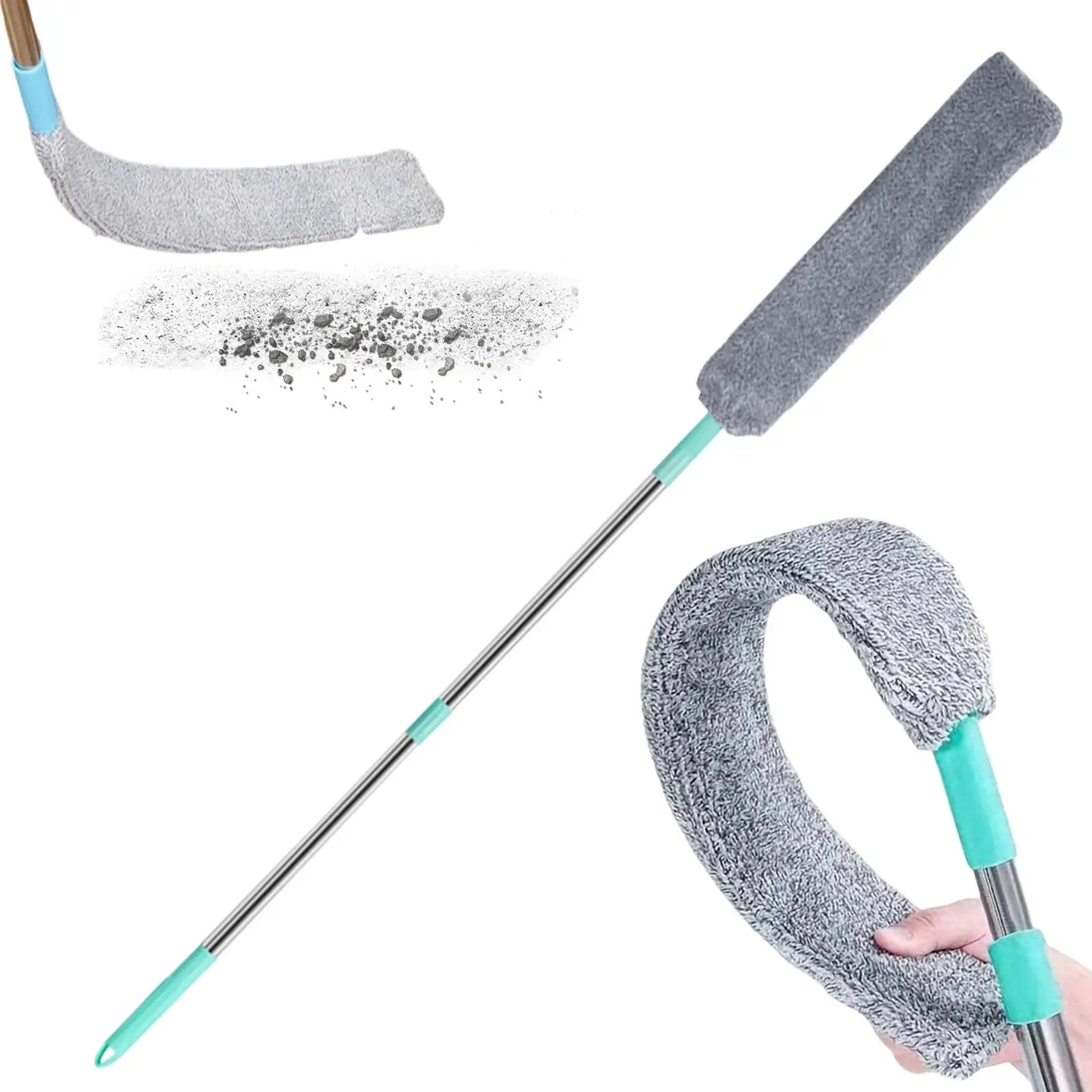 Flat Duster Retractable Long Handle Microfiber Duster Under Appliance Cleaning Tool for Home Apartment Office Floor Furniture Oasis Select