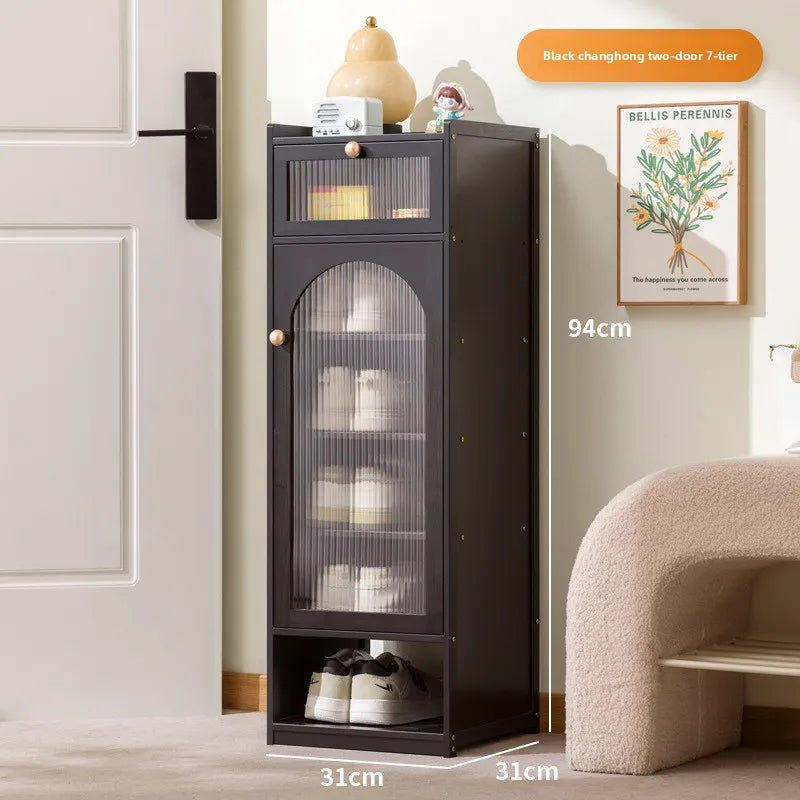 Shoe cabinet storage artifact space-saving indoor entrance small narrow shoe rack 2025 new dust-proof storage cabinet Oasis Select Black seven-drawer