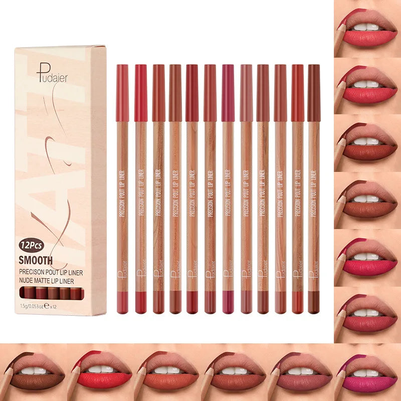 Eldridge Matte Lip Liner Set – 12 Waterproof Pencils