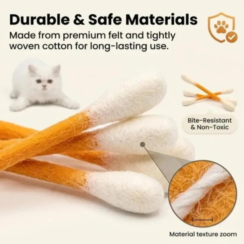 Creative Large Cotton Swab Shaped Catnip Toy 6-pack Giant Kitten Grinding Biting Stick Durable Teeth Cleaning And Grinding Rope Oasis Select