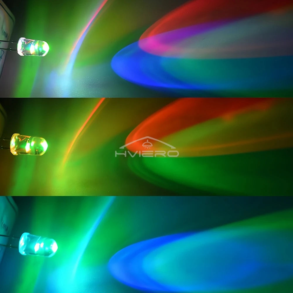 100PCS 5mm RGB Flashing LED Diodes – Rainbow Multi-Color Bulbs