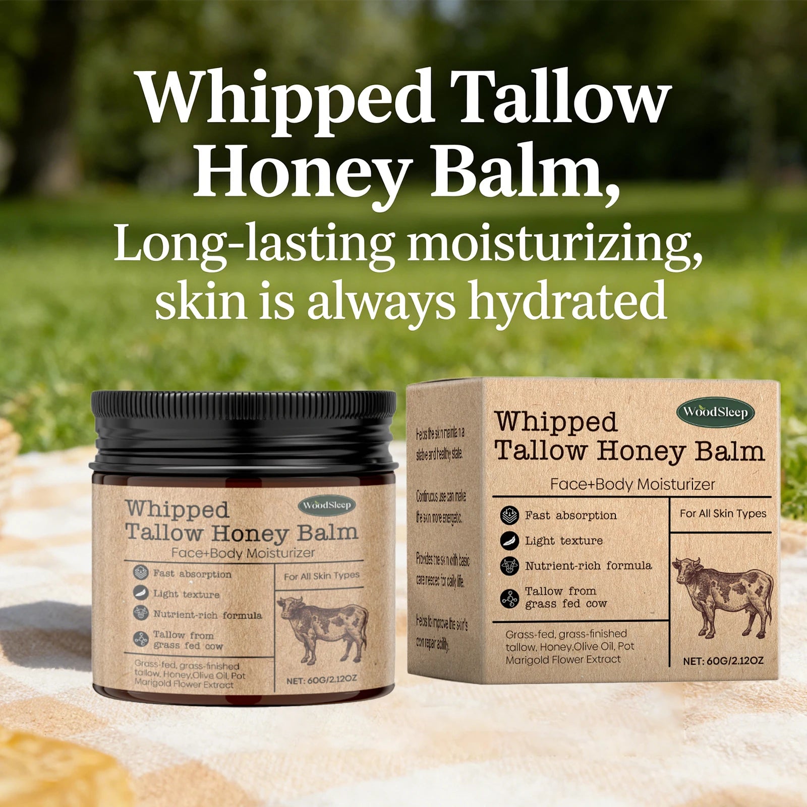 WOODSLEEP Grass-Fed Tallow Body Cream – Brightening Moisturizer Body Moisturizer Cream Oasis Select