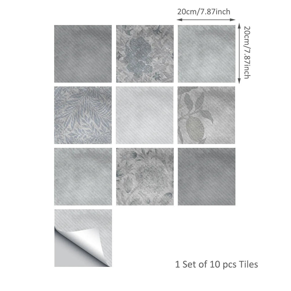 20*20cm Nordic Style Floor Tile Stickers Waterproof Anti-slip Wall Decals Home Decor for Bathroom Kitchen Oasis Select DB163 20 20CM 10PCS