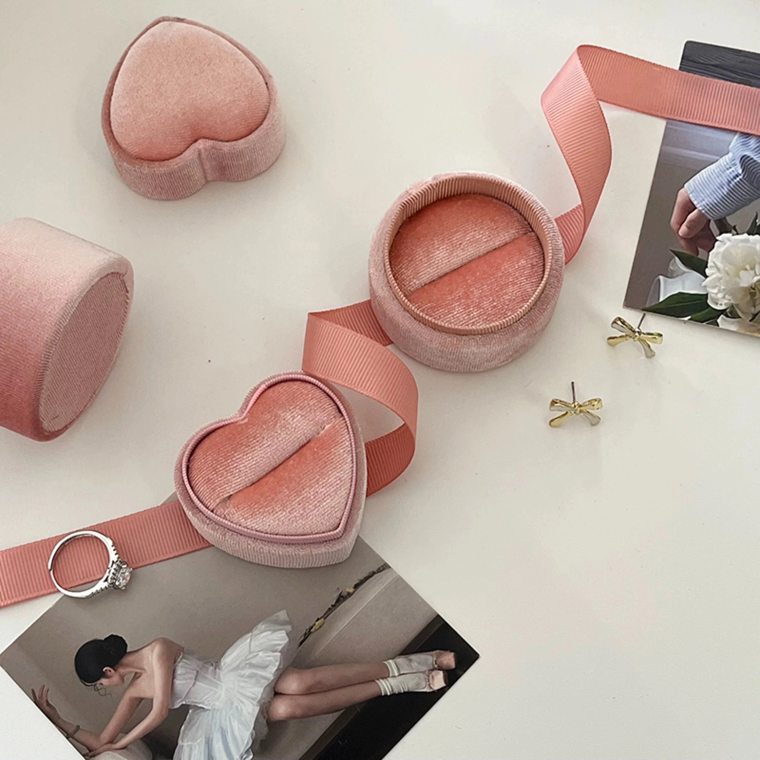 1pc Premium Jewelry Ring Storage Gift Box Vintage Ring Display Holder Case for wedding ceremony Proposal Engagement Oasis Select