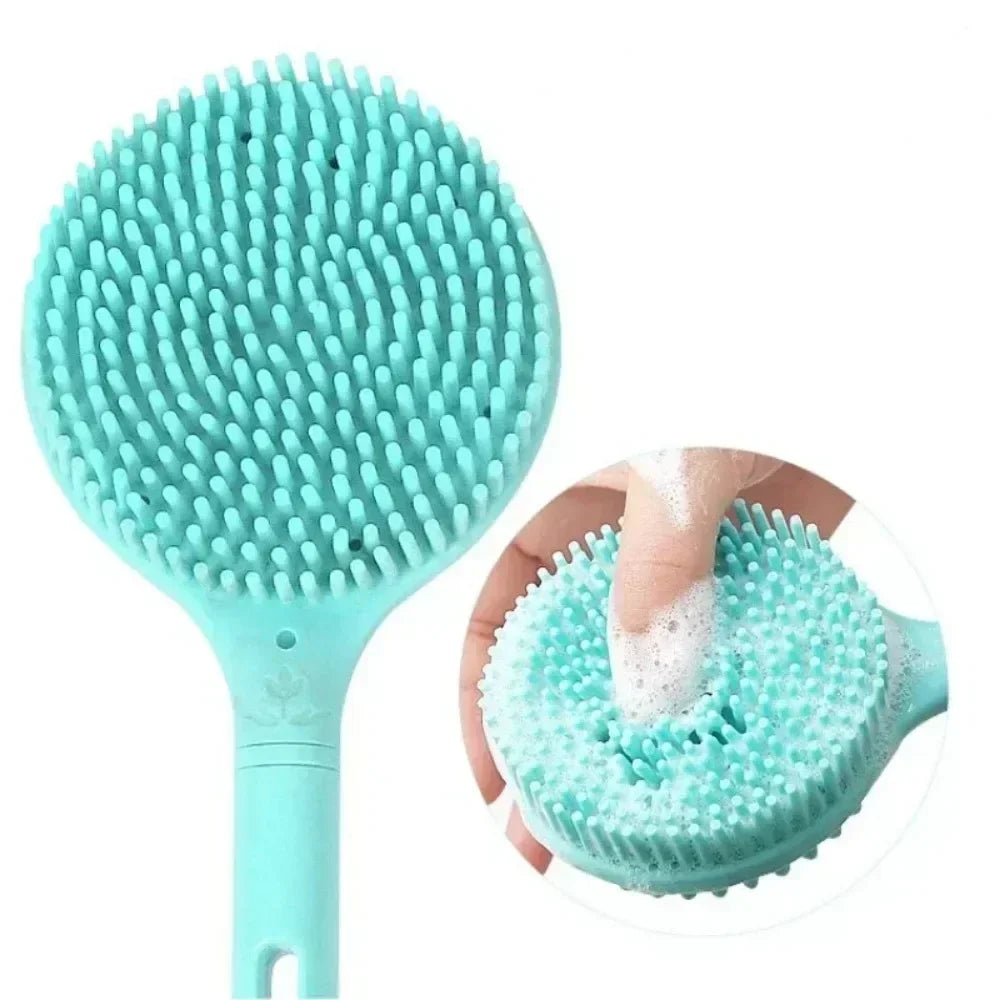 Silicone Long Handle Bath Brush Double-Sided Shower Exfoliating Brush Body Scrub Back Massage Brushes Bathroom Accessories Oasis Select