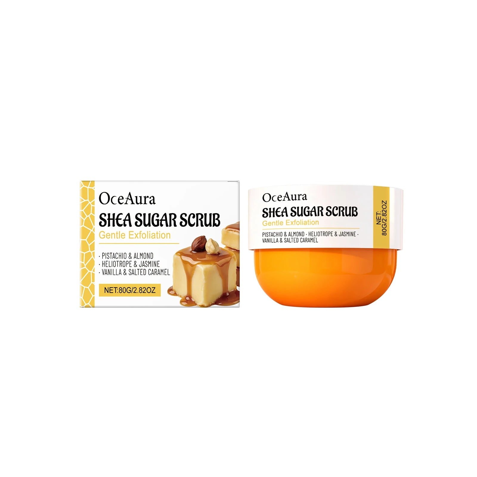 Hydrating Body Scrub Caramel Shea Sugar Scent Deep Exfoliation Remove Dead Skin Brightening Dull Skin Smoothing Bath Body Scrub Oasis Select 80g x1 boxed