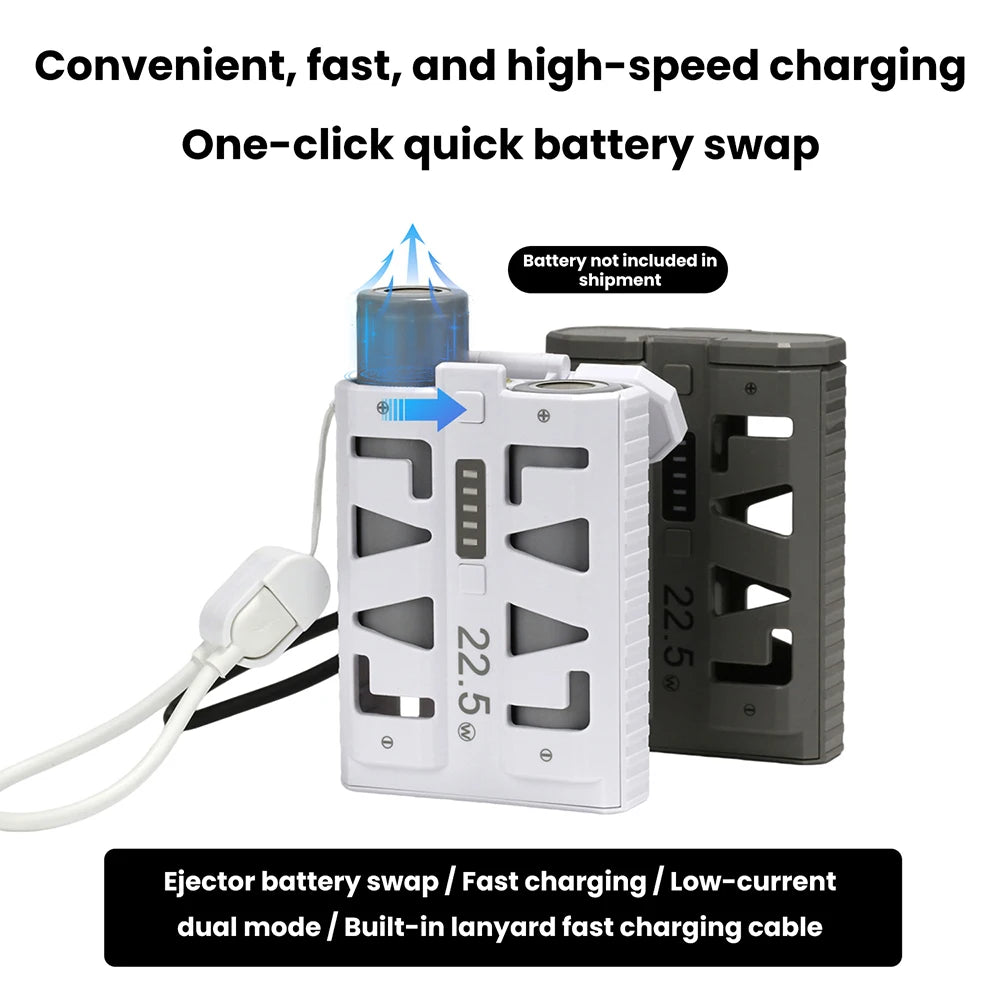 2x 21700 Battery Power Bank DIY Case 22.5W Type-C Fast Charging Dual Mode Low Current Battery Box Large Capacity Power Bank Oasis Select