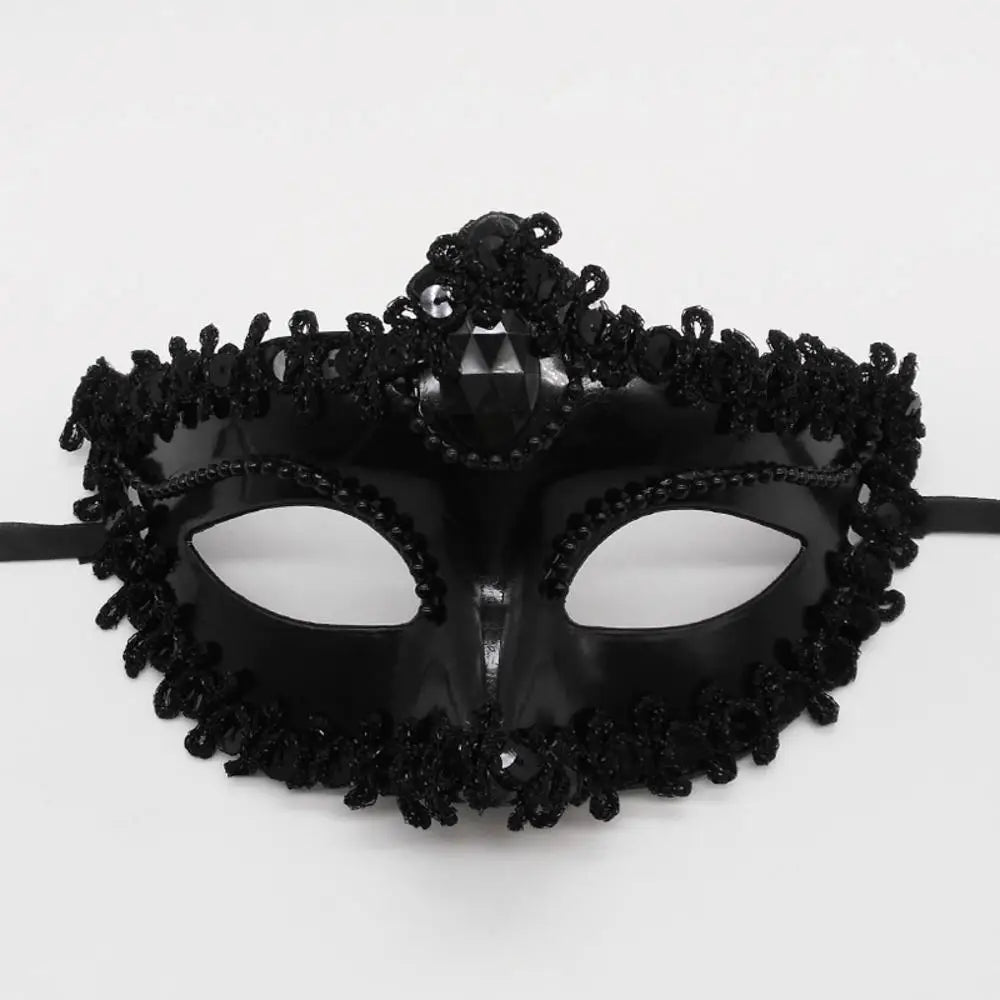 Dance Party Diamond Venetian Mask Feather Flower Wedding Carnival Performance Costume Sexy Lady Mask Masquerade Christmas Oasis Select Black1