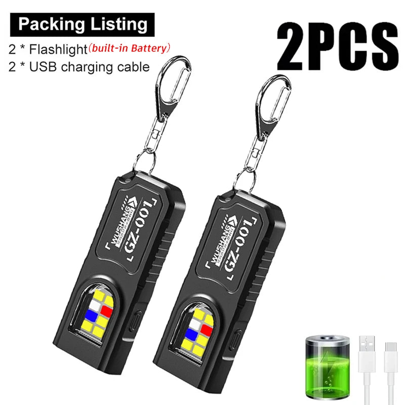 Mini COB LED Keychain Flashlight USB-C Rechargeable IPX6
