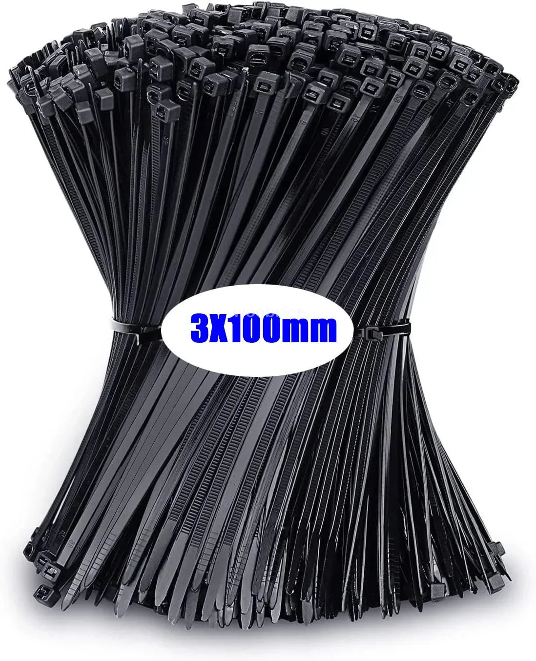 100-1000PCS Self-locking Plastic Nylon Tie Black Fastening Strap Cable-Tie-Set Cable Zip Tie Fastening Ring Zip Wraps Strap Tie Oasis Select Black-3x100mm 100pcs