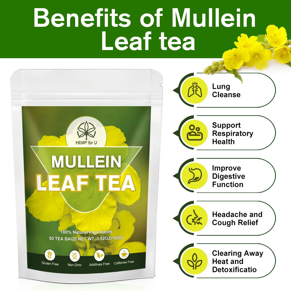 100% Pure Natural Mullein Leaf Extract Lung Cleansing Relieve Cough and Headache Promote Digestion and Help Sleep Oasis Select