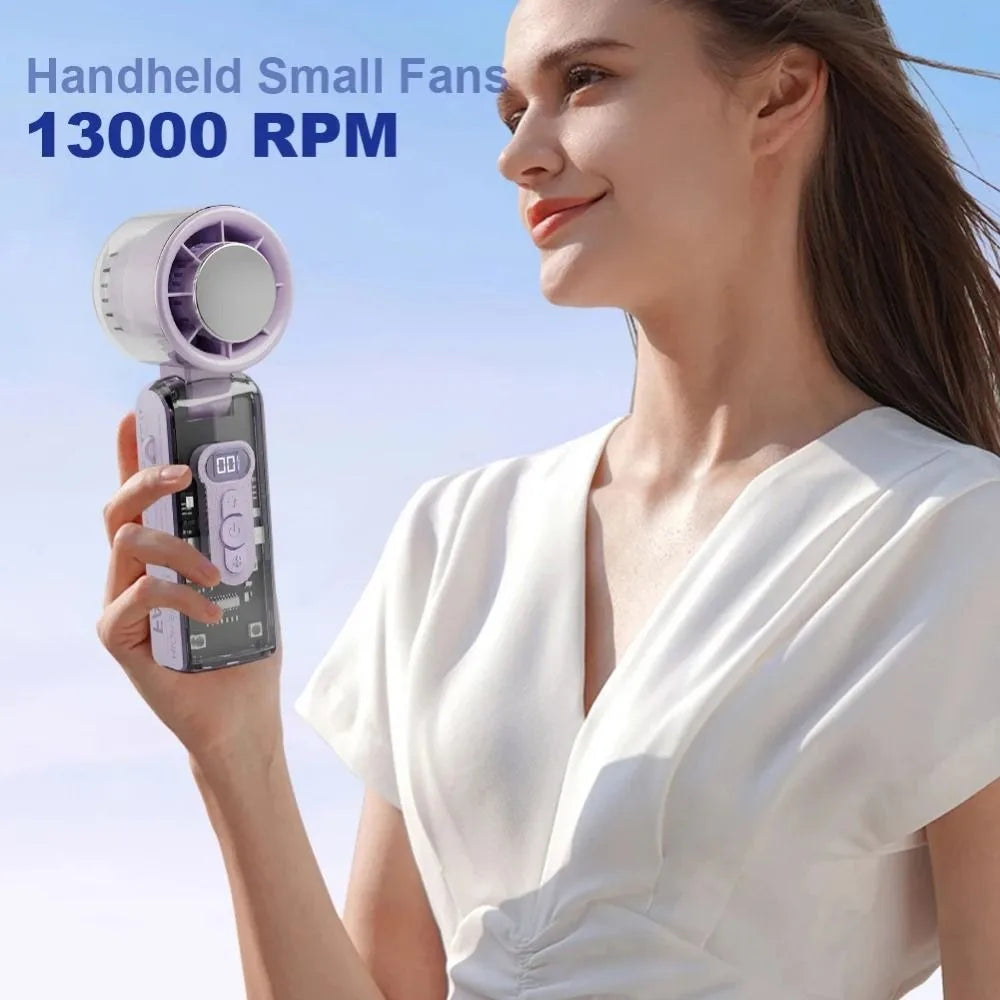 Portable Handheld High-Speed Cooling Fan Outdoor Transparent Mecha Fan USB Mini Desktop Turbine Ice Home Appliances Fan Oasis Select
