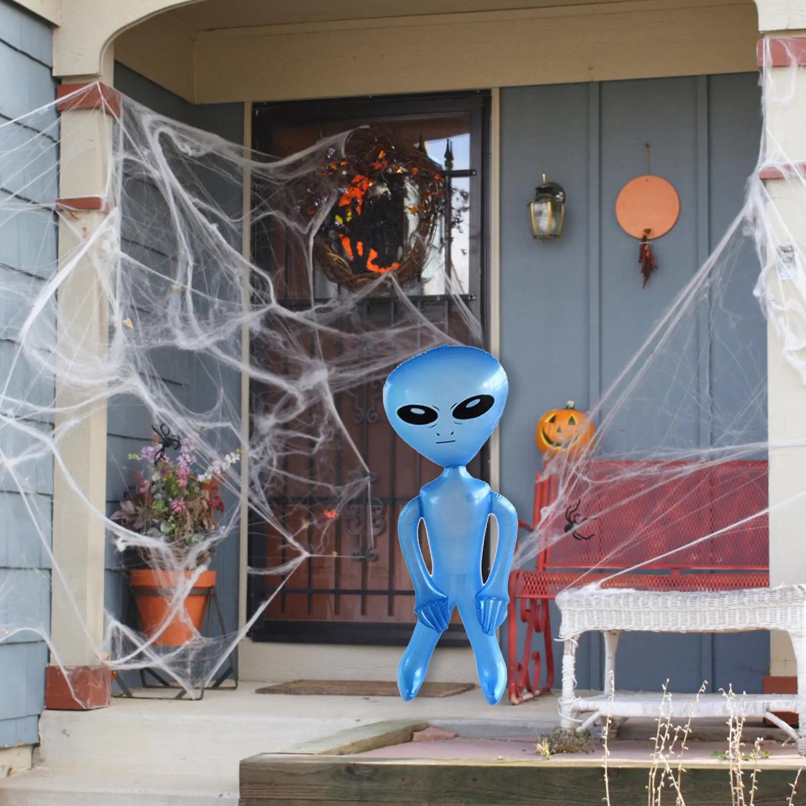 90cm Green Alien Inflate 35Inch Jumbo Green Alien Halloween Decorations Alien Balloons Photo Prop Blow up Alien for Halloween Oasis Select