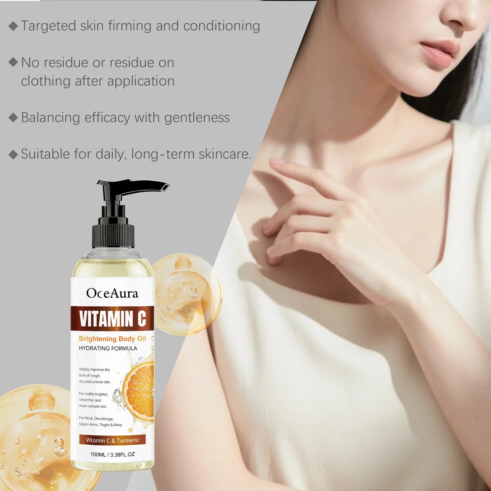 OceAura Vitamin C Body Oil – Brighten & Fade Dark Spots 100ml Brightening Body Oil Oasis Select