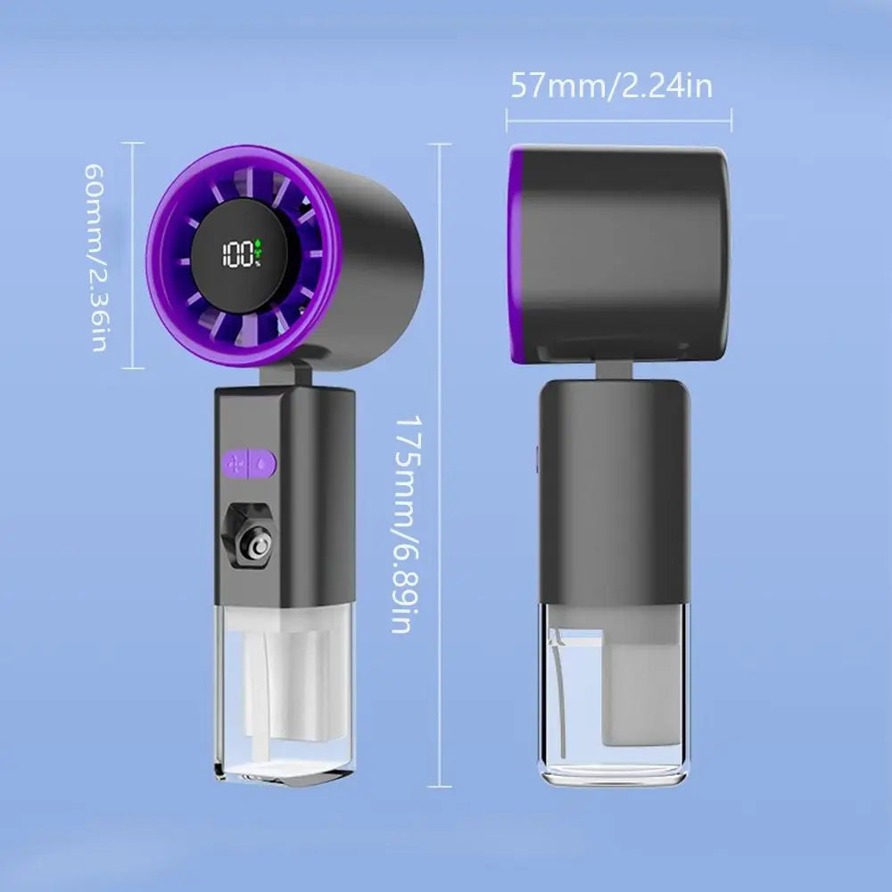 Portable Handheld Spray Fan USB Rechargeable High-speed Water Spray Mist Fan Strong Wind Fine Mist Function Foldable Small Fan Oasis Select