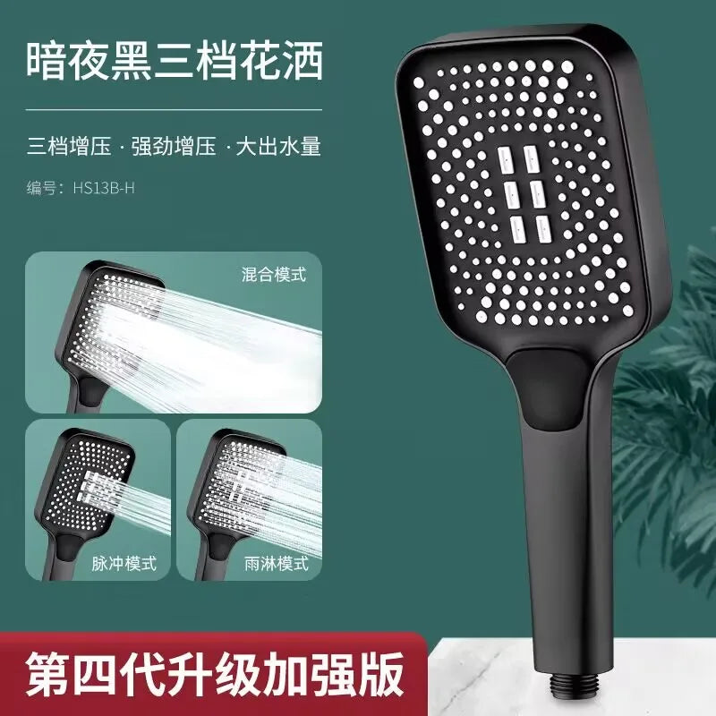 1.5/2/3M Stainless Steel Shower Hose Black/Silver Long Bathroom Shower Water Hose Extension Plumbing Pipe Showerhead Tube Oasis Select Shower head black