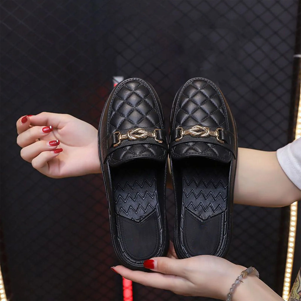 Summer New Style Women's Soft Bottom Anti-slip Versatile Outer Wear Beach Flat Bottom Lazy Person One Step Casual Half Slippers Oasis Select Black 38