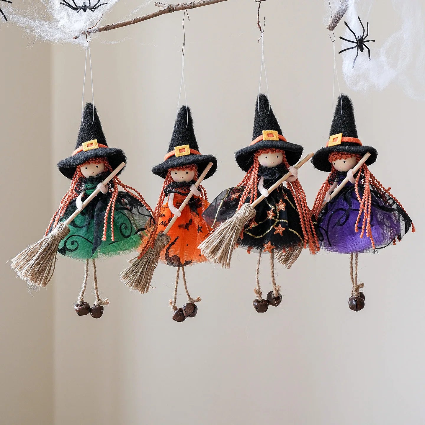 Creative Scary Halloween Apron Witch Doll Funny Cute Broom Witch Decoration Handicraft Halloween Witch Pendant Cosplay Party Oasis Select