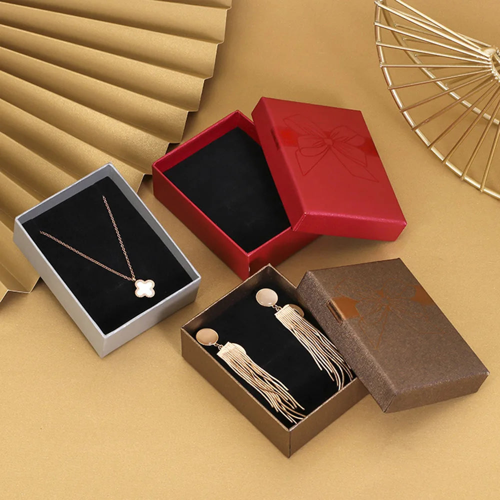 Fashion Bowknot Jewelry Box Multi Colors Ring Earrings Pendant Necklace Gift Jewelry Storage Display Paper Jewelry Packaging Box Oasis Select