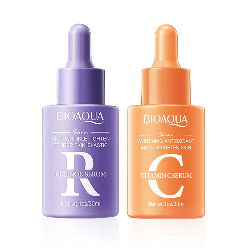 BIOAQUA Vitamin C Retinol Hyaluronic Acid Serum Set 2pcs Face Serum Set Oasis Select VC 1pcs Retinol 1pcs