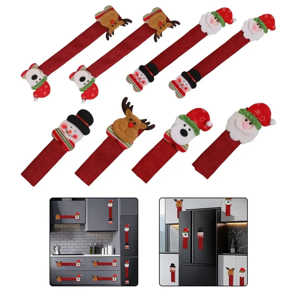 Santa Snowman Decor Holiday Kitchen Decor Christmas Celebration As Shown Festive Handle Protector Set Holiday Decoration Oasis Select