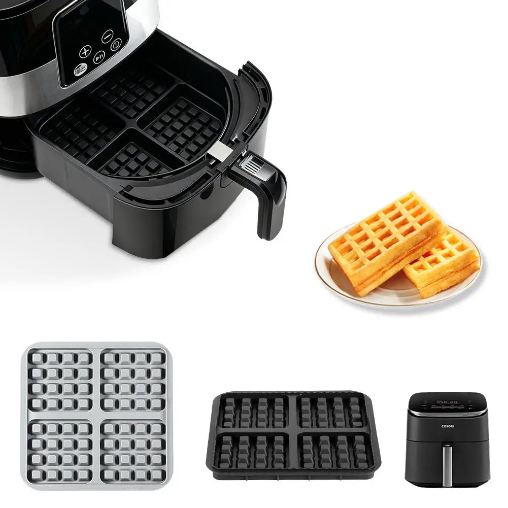 Air Fryer Silicone Waffle Maker Mold Square Reusable Non-stick Easy Release Biscuit Pancake Waffle Baking Mold Kitchen Accessory Oasis Select