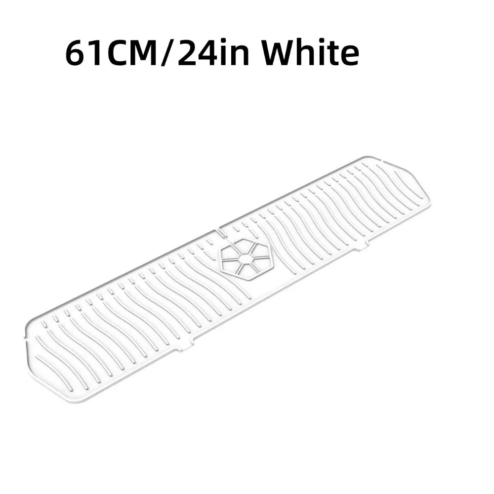 Durable Silicone Sink Splash Guard Foldable Splashproof Faucet Mat Multi-functional Flexible Sink Tray for Kitchen Oasis Select White