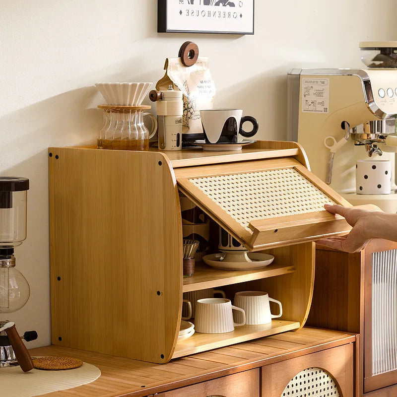 Kitchen dust tea set coffee cup storage cabinet Japanese kitchen desktop sundries cosmetics storage box dust bowl Oasis Select