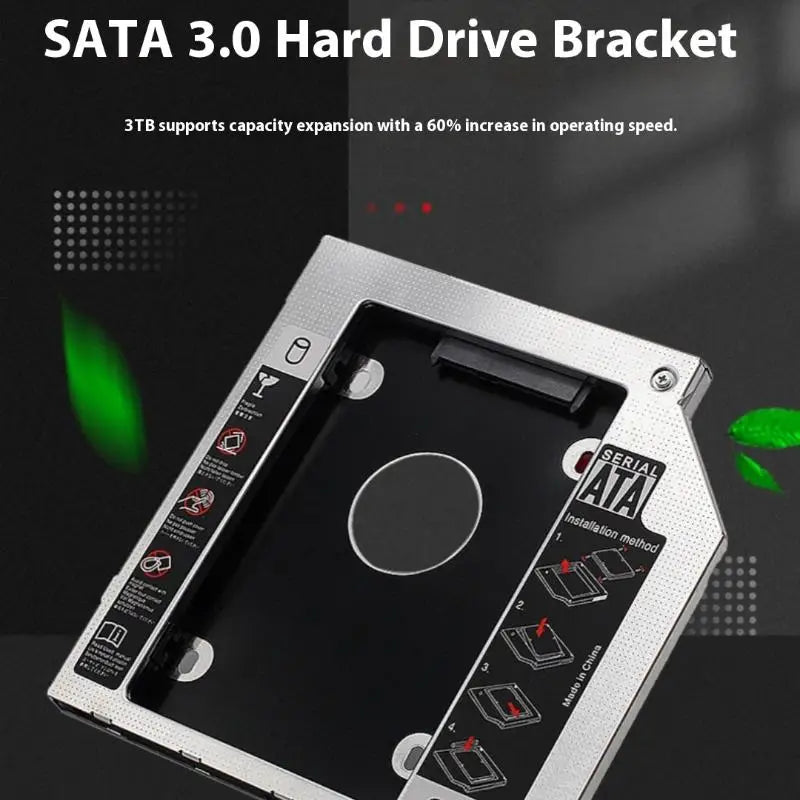 1 Set 2.5" SSD CD DVD To HDD Case Enclosure CD-ROM ODD Optibay Plastic Aluminum Universal 9.5/12.7mm SATA 3.0 2nd HDD Caddy Oasis Select