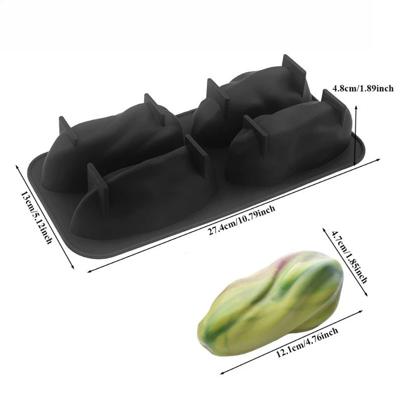 1pcs Pistachio Silicone Mold 4 Cavity Mousse Cake Chocolate Dessert Pudding Baking Tool Handmade Candle Squishy Making Mould Oasis Select