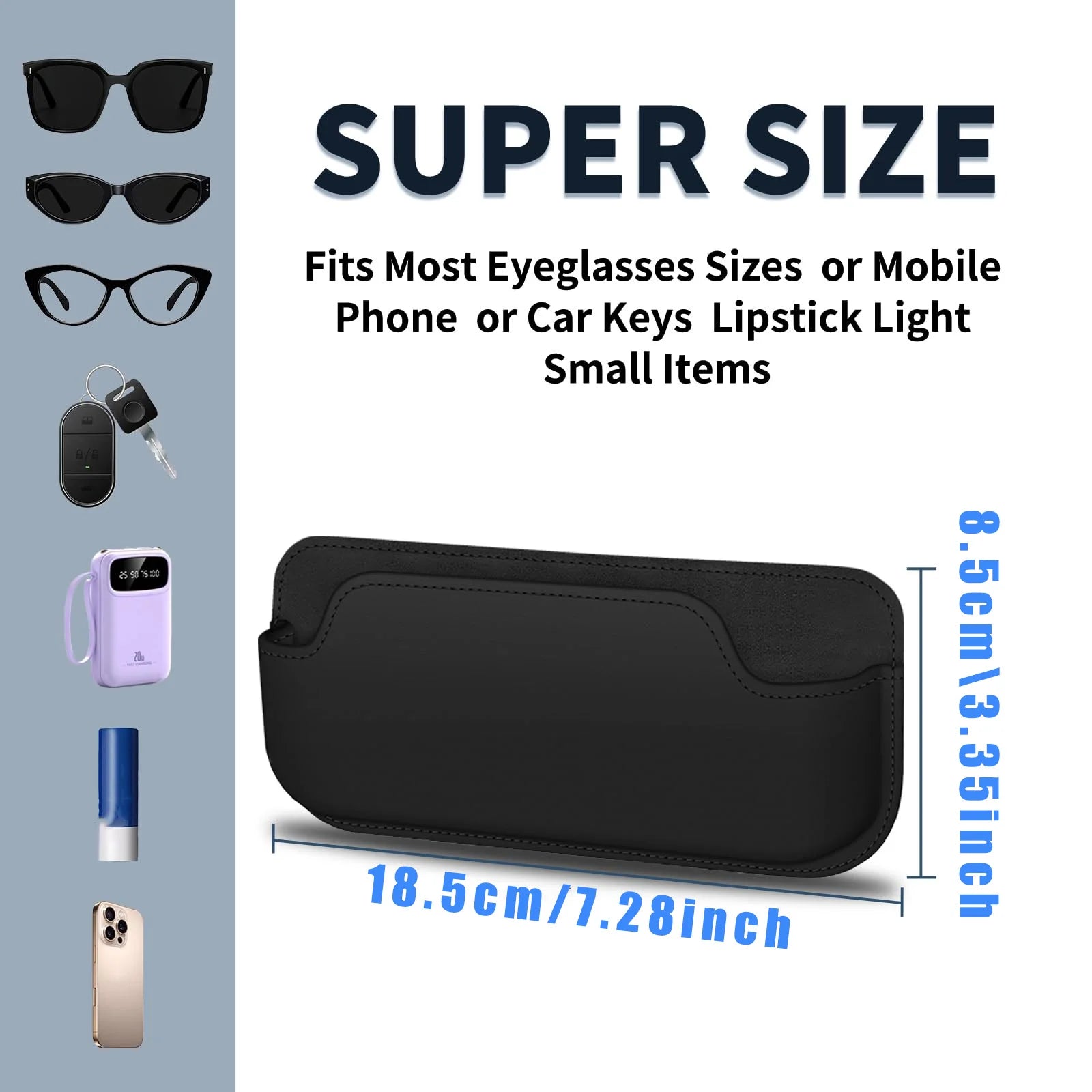PU Leather Stick-On Car Sunglasses & Storage Organizer Box