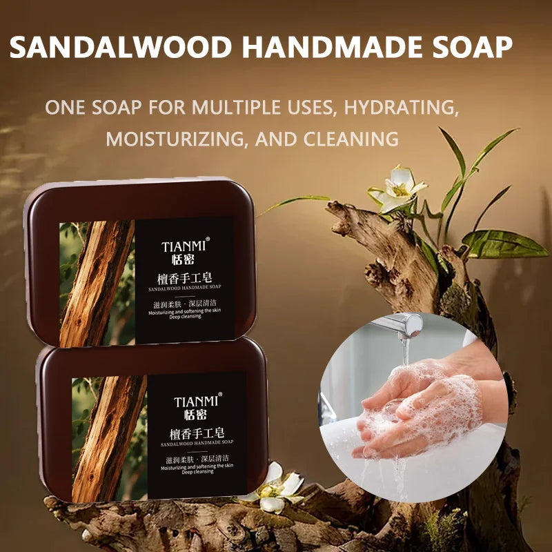 2PCS Sandalwood Handmade Soap, Rich in Sandalwood Extract, Glycerol Ingredients, Deep Cleansing,Hydrating Oasis Select 140
