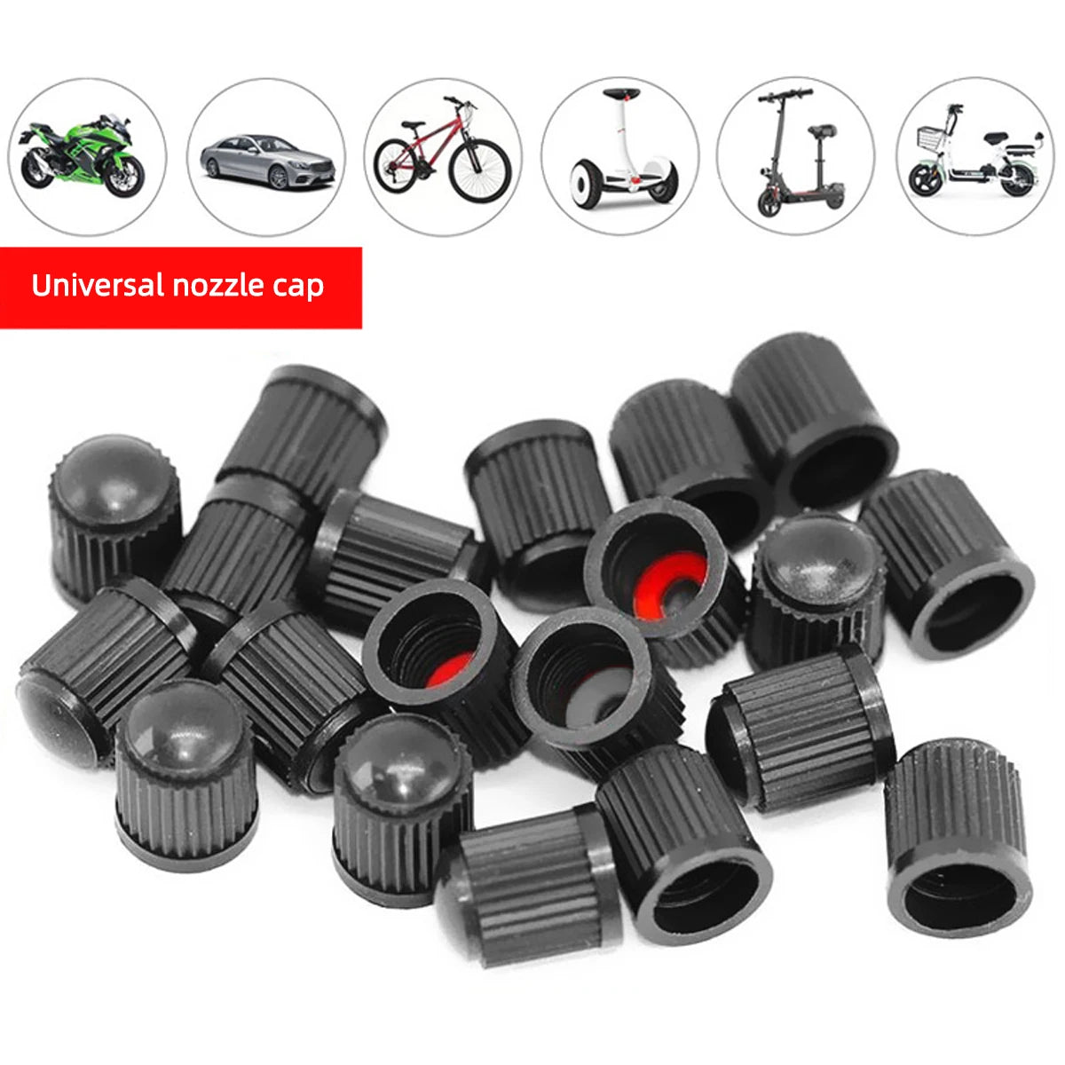Yitong 50/100/200PCS Valve Caps Universal Tire Valve Caps Durable Pe Material Black Airtight Dustproof Automotive Valve Dust Cap Oasis Select