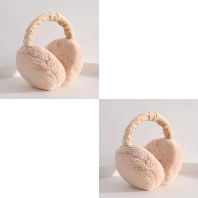1-4PCS Korean Version Foldable Portable Ear Cup For Warmth, Plush Earplugs For Men And Women For Warmth In Autumn And Winter Oasis Select Beige-2pcs