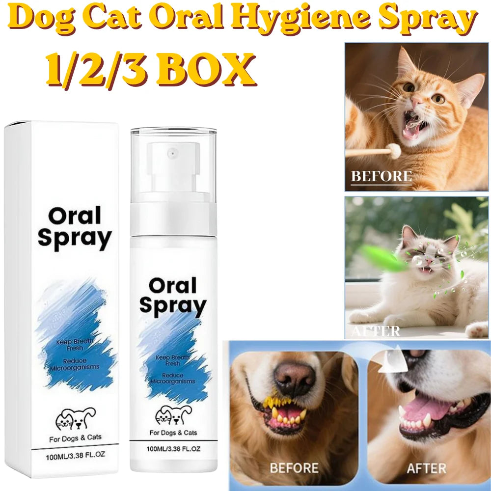Professional Pet Breath Spray 1/2/3 BOX for Bad Breath Dog Cat Oral Hygiene Cleaner Fresh Scent Gum Protection Plaque Oasis Select