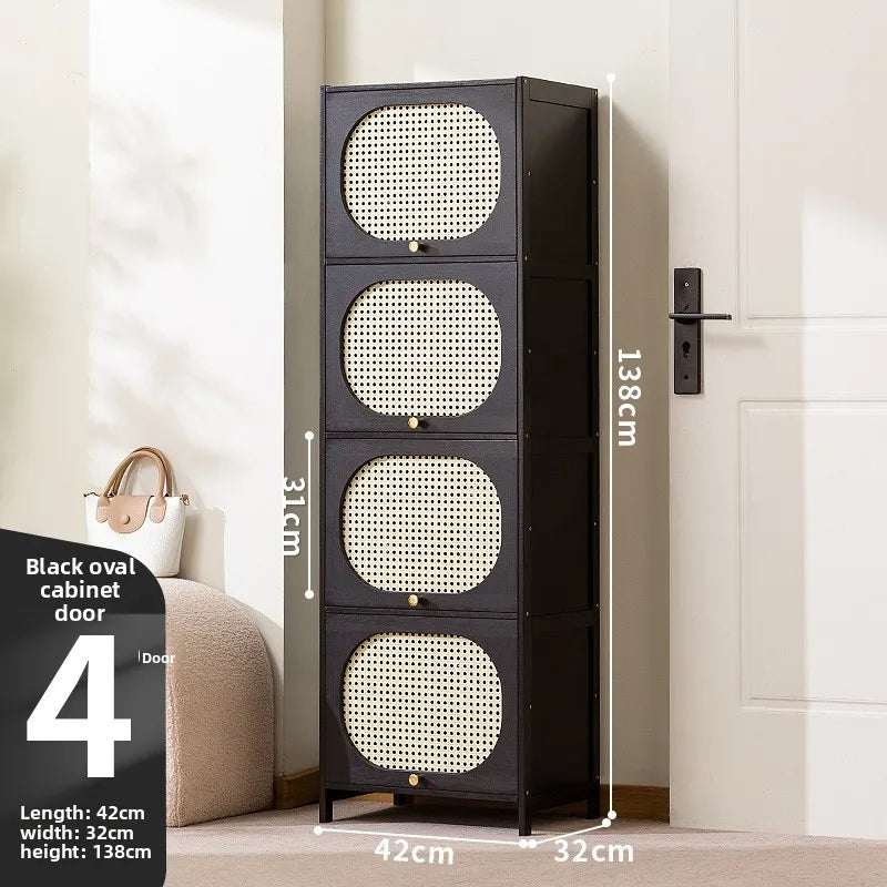 Household entrance shoe cabinet large capacity simple narrow multi-layer vertical small shoe cabinet corridor Oasis Select Black-9 layers