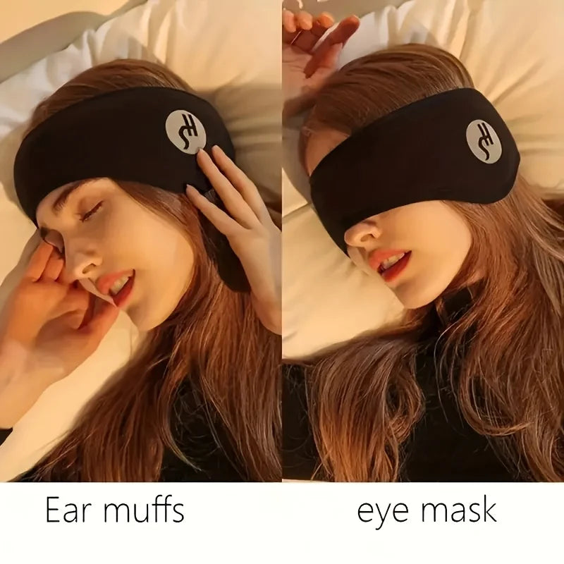 Noise-Canceling Sleep Mask with Ear Covers - Adjustable Soft Polyester Fabric, Suitable for Travel and Home Use Oasis Select