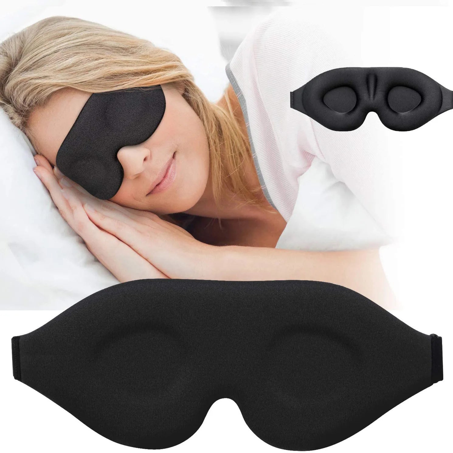 3D Adjustable Sleep Mask with Breathable Design, Blocks Light While Allowing Air Circulation for Eyes, Unisex Comfort Fit Oasis Select