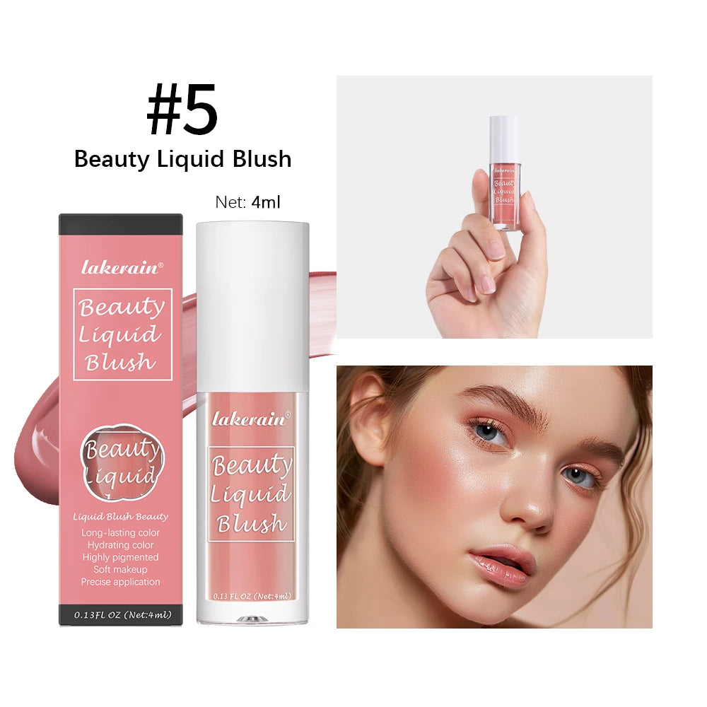 Beauty Liquid Blush Lipstick Blush Eyes Cheek Blusher Waterproof Mositure Face Contour Shadow Liquid Lip Gloss Plump Makeup Oasis Select Color 5